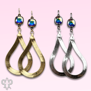 Snake chain teardrop earring with Austrian crystal - Boutique Bella BellaEarrings