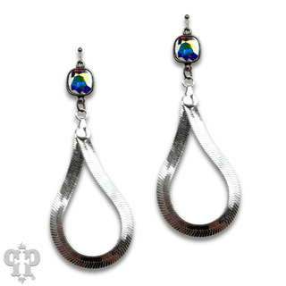 Snake chain teardrop earring with Austrian crystal - Boutique Bella BellaEarrings