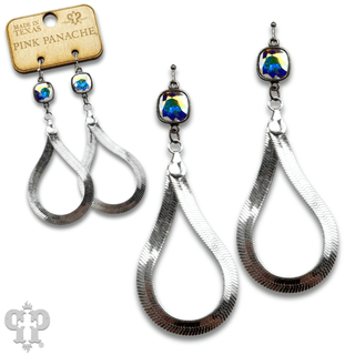 Snake chain teardrop earring with Austrian crystal - Boutique Bella BellaEarrings