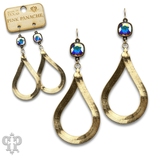 Snake chain teardrop earring with Austrian crystal - Boutique Bella BellaEarrings