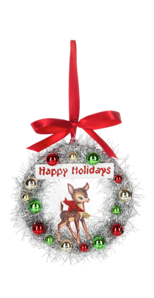 Snowman/Deer Wreath Ornament, Cardboard Ganz - Assorted - Boutique Bella BellaChristmas Decor