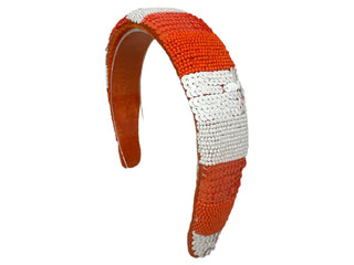 Solid Headband - Game Day -Orange and White - Boutique Bella BellaDistress