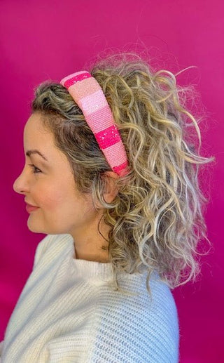 Solid Headband - Pink Color Block - Boutique Bella BellaDistress