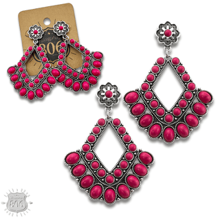 Southwest diamond shape stone earring - LC - Boutique Bella BellaEarrings