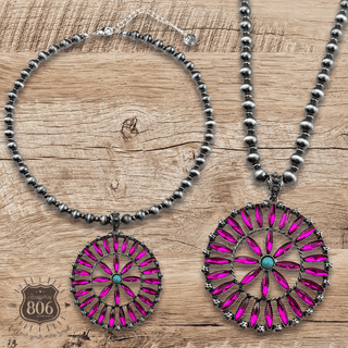 Southwest rhinestone flower necklace - Boutique Bella BellaNecklaces