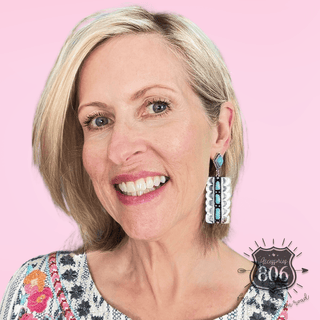 Southwest silver and turquoise rectangle earring - Boutique Bella BellaEarrings