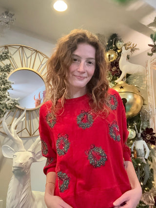 Sparkle Berry Wreath Sweatshirt - Boutique Bella BellaSweatshirt