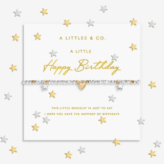 SPARKLE CONFETTI A LITTLE | HAPPY BIRTHDAY | Silver & Gold - Tone Plated | Bracelet | 6 7/8" stretch - Boutique Bella BellaBracelet