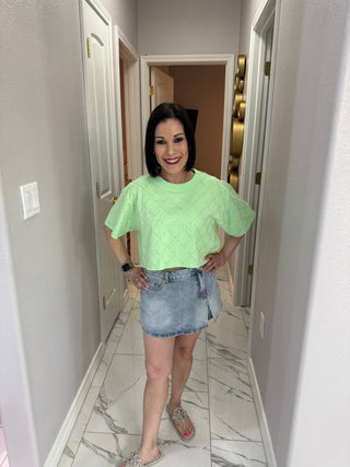 Sparkle Crisscross Baby Tee - Green - Boutique Bella BellaT-Shirt