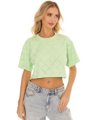 Sparkle Crisscross Baby Tee - Green - Boutique Bella BellaT-Shirt