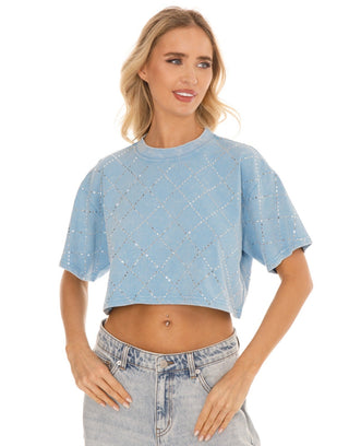 Sparkle Crisscross Baby Tee - Light Blue - Boutique Bella BellaT-Shirt