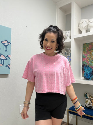 Sparkle Crop Top - Pink - Boutique Bella BellaTop