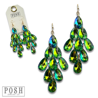 Sparkling teardrop bead chandelier earrings - Boutique Bella BellaEarrings