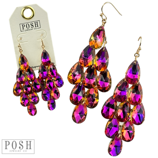 Sparkling teardrop bead chandelier earrings - Boutique Bella BellaEarrings