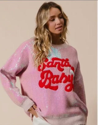 Sparkly Santa Baby Sweater - Boutique Bella BellaChristmas sweater