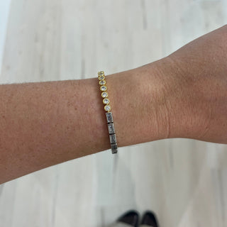 Spencer Two-Tone Bezel Tennis Bracelet - Boutique Bella BellaBracelet
