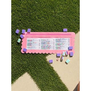 Splash-Proof Mahjong Card Holder For Pool Mahjong - Pink Scallops Large Size - Boutique Bella BellaTile Keeper