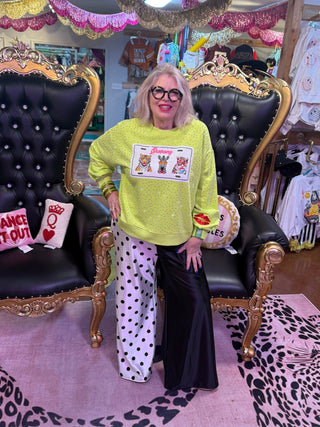 Split Decision Polka Dot and Solid Pants - Boutique Bella BellaPants