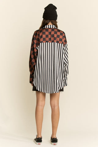 Split Decision Top - Black/Mocha - Boutique Bella BellaBlouse