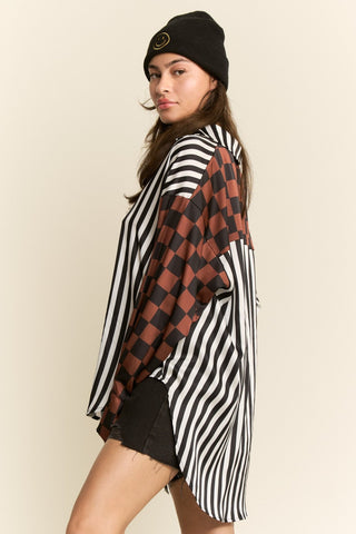 Split Decision Top - Black/Mocha - Boutique Bella BellaBlouse