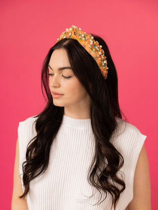 Spring Floral Print Headband - Orange and Yellow Flowers - Boutique Bella BellaDistress