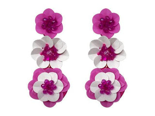 Spring Flower Tier Earrings - Pink and White - Boutique Bella BellaDistress