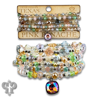 Spring multi-color bead bracelet with Austrian crystal charm - Boutique Bella BellaBracelets
