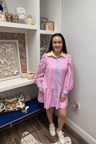 Spring Striped Drop Waist Dress - Boutique Bella Belladress