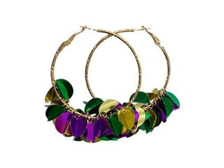 Sprinkle Sequin Hoop Earrings - Mardi Gras - Boutique Bella BellaDistress