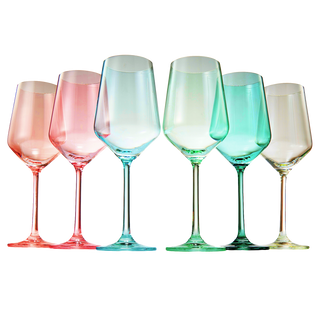 Colored Crystal Wine Glass Set Of 6 Gift For Mothers Day Her Wife Mom Friend Large 12 Oz Glasses Uni