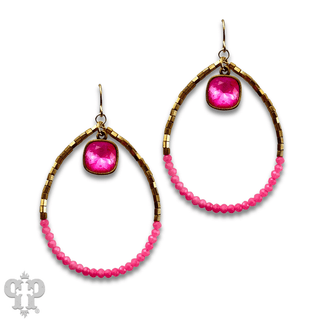 Square and seed bead teardrop earring, Austrian crystal - LC - Boutique Bella BellaEarrings