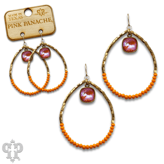 Square and seed bead teardrop earring, Austrian crystal - LC - Boutique Bella BellaEarrings
