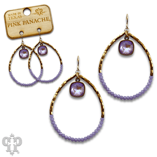 Square and seed bead teardrop earring, Austrian crystal - LC - Boutique Bella BellaEarrings
