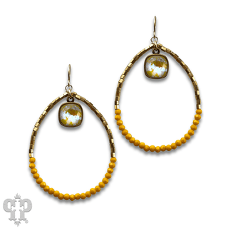 Square and seed bead teardrop earring, Austrian crystal - LC - Boutique Bella BellaEarrings