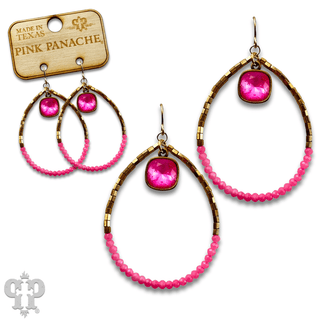 Square and seed bead teardrop earring, Austrian crystal - LC - Boutique Bella BellaEarrings