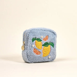 Square Citrus & Pearls Teddy Pouch - Boutique Bella BellaZipper Pouch