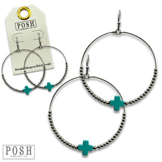 Square cross circle earring - Boutique Bella BellaEarrings