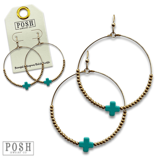 Square cross circle earring - Boutique Bella BellaEarrings
