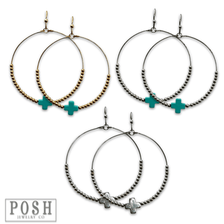 Square cross circle earring - Boutique Bella BellaEarrings