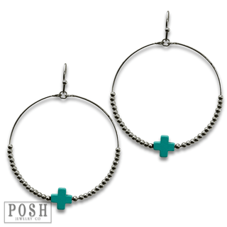 Square cross circle earring - Boutique Bella BellaEarrings