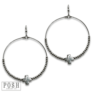 Square cross circle earring - Boutique Bella BellaEarrings