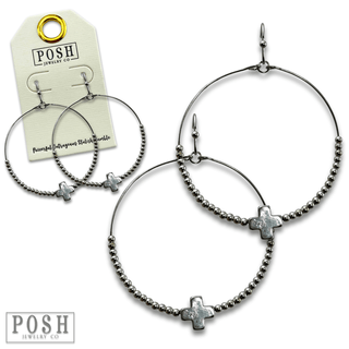 Square cross circle earring - Boutique Bella BellaEarrings