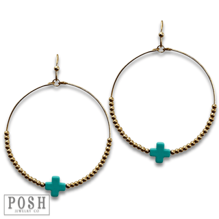 Square cross circle earring - Boutique Bella BellaEarrings