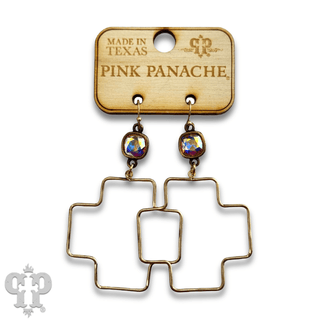 Square cross earring with Austrian crystal - LC - Boutique Bella BellaEarrings