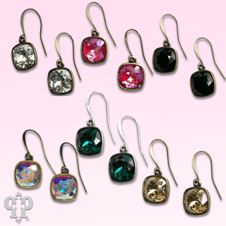Square crystal earring with 12mm crystals from Swarovski® - Boutique Bella BellaEarrings