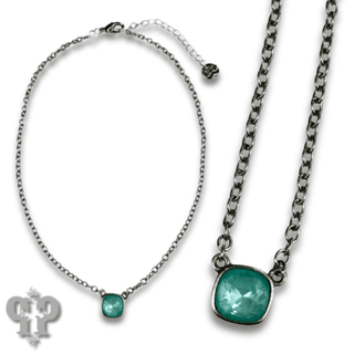 Square crystal from Swarovski® chain necklace, 10mm - Boutique Bella BellaNecklaces