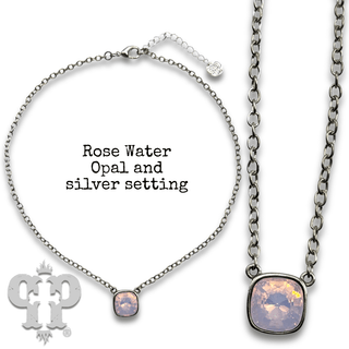 Square crystal from Swarovski® chain necklace, 12mm - Boutique Bella BellaNecklaces