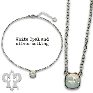 Square crystal from Swarovski® chain necklace, 12mm - Boutique Bella BellaNecklaces