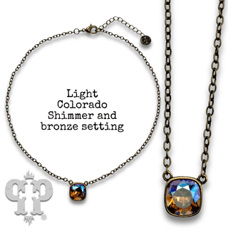 Square crystal from Swarovski® chain necklace, 12mm - Boutique Bella BellaNecklaces