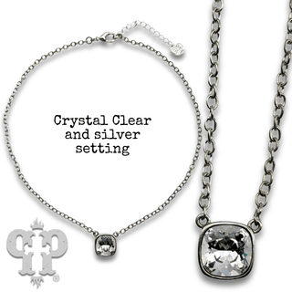 Square crystal from Swarovski® chain necklace, 12mm - Boutique Bella BellaNecklaces